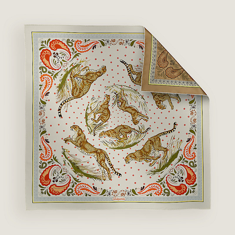 エルメス  GUEPARDS BANDANA パンテールプリントコットンスカーフ メンズ Hermès Guépards Bandana Double Face 90